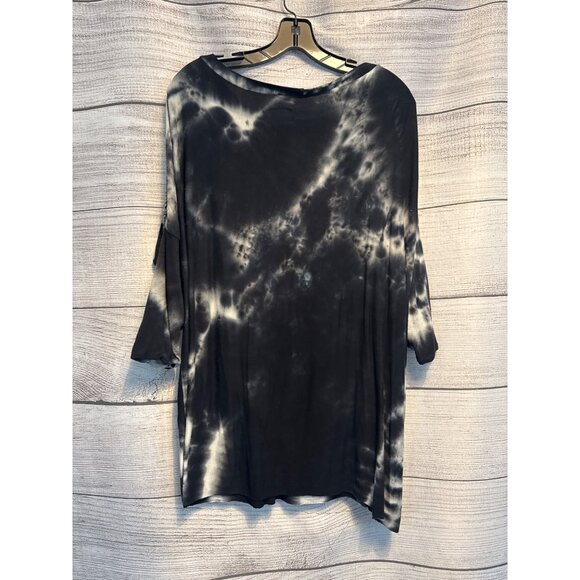 Bemo Designs Tie Dye Black Gray Oversized hand crocheted Shirt OS - Picture 3 of 3
